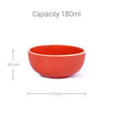 Ceramic Veg Bowls Set Of 6 For Dinner - 180ml Each, Red | Katori Set With Glossy Finish - Ceramic Bowls Set Of 6 | Dessert Bowl Set | Ice Cream Bowls - Microwave Safe & Dishwasher Safe